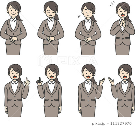 若いスーツの女性の表情複数セット 111527970