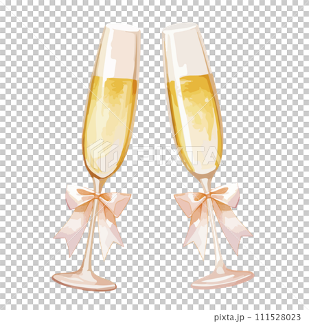 Watercolor wedding champagne illustration Watercolor wedding champagne illustration 111528023