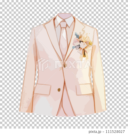 水彩で描いたウェディングタキシードのイラスト 111528027