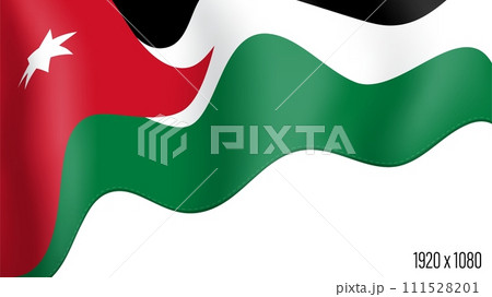 Jordan country flag realistic independence day background. Jordan commonwealth banner in motion waving, fluttering in wind. Festive patriotic HD format template for independence day Jordan country flag realistic independence day background. Jordan commonwealth banner in motion waving, fluttering in wind. Festive patriotic HD format template for independence day 111528201