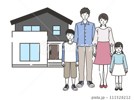 住宅と家族のイラスト 111528212