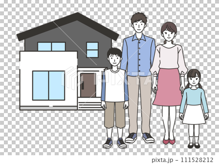 住宅と家族のイラスト 111528212