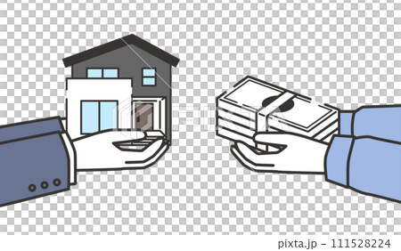 Illustration of exchanging money with a house 111528224