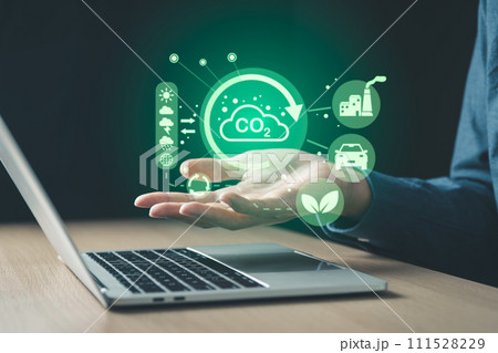 net zero target and carbon credit.CO2 emission reduction to stop global warming problem and reduce pollution into atmosphere from big industrial. net zero target and carbon credit.CO2 emission reduction to stop global warming problem and reduce pollution into atmosphere from big industrial. 111528229