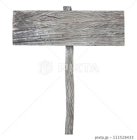 Old wooden sign isolated on white background 111528433