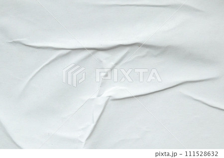 white crumpled and creased paper poster texture background 111528632