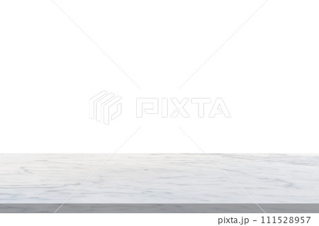 white marble stone table top isolated on white background for product display 111528957