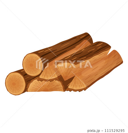 Cartoon wooden logs, stacked logs and firewood. 111529295
