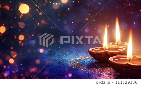暗闇に輝くディワリフェスティバルのランプ AI画像 暗闇に輝くディワリフェスティバルのランプ AI画像 111529336