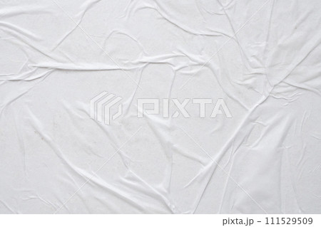 white crumpled and creased paper poster texture background 111529509