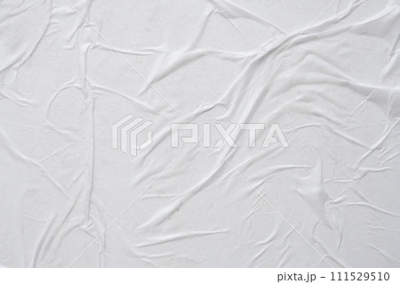 white crumpled and creased paper poster texture background 111529510