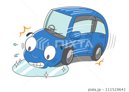 車の前にアイスバーンが(ブルー) 車の前にアイスバーンが(ブルー) 111529641