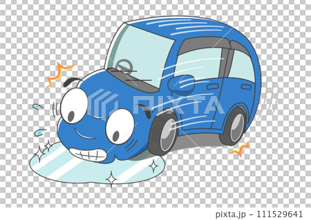 車の前にアイスバーンが(ブルー) 車の前にアイスバーンが(ブルー) 111529641