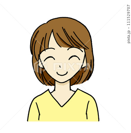 口角を上げ笑みを浮かべた表情の女性のイラスト 口角を上げ笑みを浮かべた表情の女性のイラスト 111529707