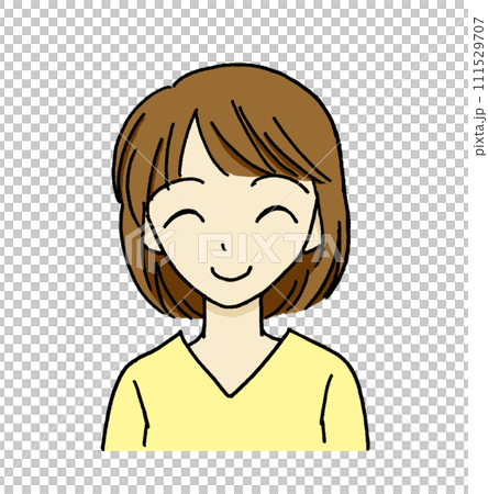口角を上げ笑みを浮かべた表情の女性のイラスト 口角を上げ笑みを浮かべた表情の女性のイラスト 111529707