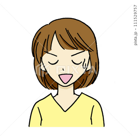 相手にあきれてしまった表情の女性のイラスト 111529757
