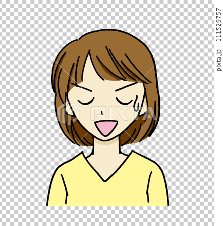 相手にあきれてしまった表情の女性のイラスト 111529757