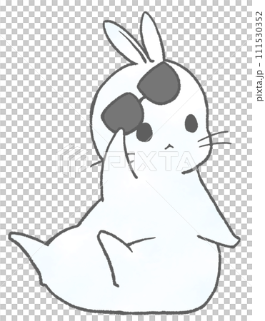 兔子舉起墨鏡向右看(白色) 兔子舉起墨鏡向右看(白色) 111530352