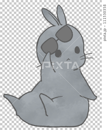 兔子舉起墨鏡向右看（黑色） 111530358