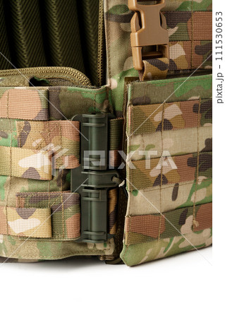 Close up of tactical bulletproof vest on white background 111530653