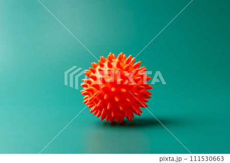 Pet toys on green background studio shot 111530663