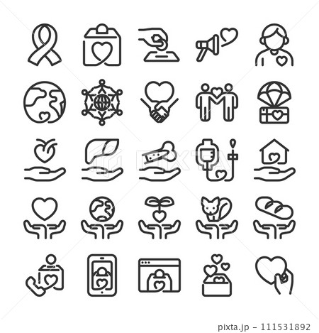 募金 チャリティー活動 アイコン セット 111531892