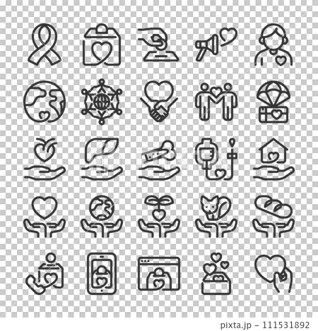 募金 チャリティー活動 アイコン セット 111531892