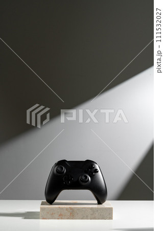 Joystick on sunlight against gray background close up 111532027