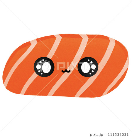 Cute Salmon Sashimi Mascot Character Kawaii Cartoon illustration Japanese Food Japanese Sticker Cute Salmon Kawaii Salmon 111532031