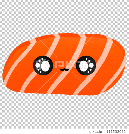 Cute Salmon Sashimi Mascot Character Kawaii Cartoon illustration Japanese Food Japanese Sticker Cute Salmon Kawaii Salmon 111532031