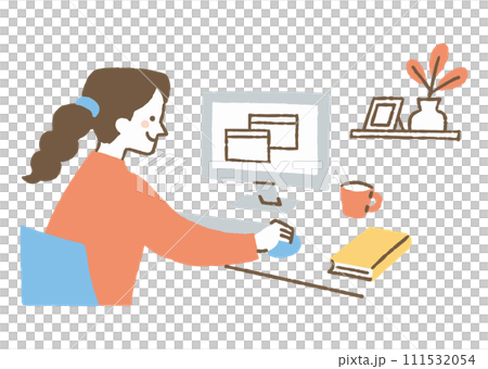 Woman doing telework at home_color Woman doing telework at home_color 111532054