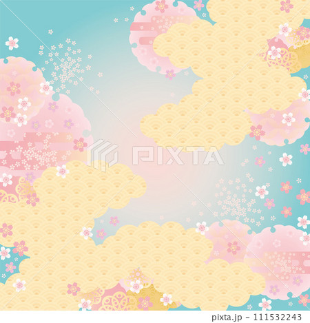 背景素材-和柄桜2024-8ベク 111532243