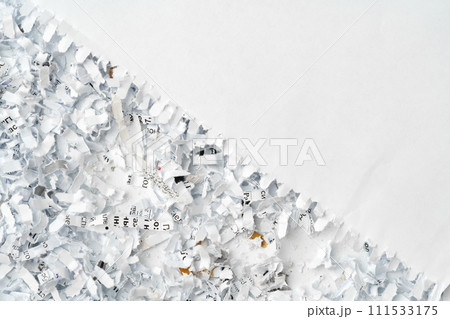Shredded paper on white background close up 111533175