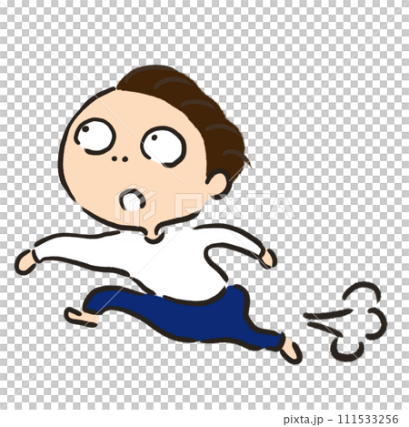 上を見ながら走る人 青いパンツ ダッシュ付き 上を見ながら走る人 青いパンツ ダッシュ付き 111533256