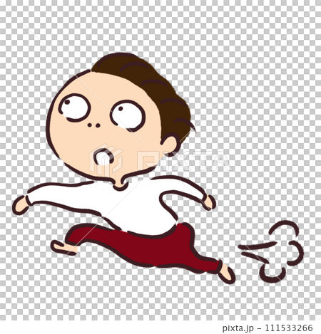 Person running while looking upwards Red pants with dash Person running while looking upwards Red pants with dash 111533266