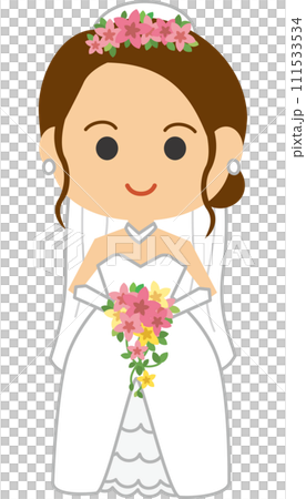 ブーケを持った花嫁のイメージイラスト 111533534