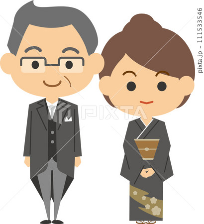 結婚式の新郎新婦の両親のイメージイラスト 111533546