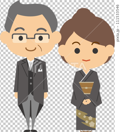 結婚式の新郎新婦の両親のイメージイラスト 111533546