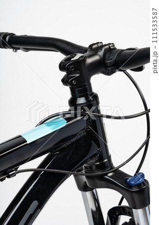 Black bicycle handlebar isolated on white background 111533587