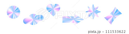 holographic sticker with silver gradient. metal foil label or badge hologram effect. Flat vector illustration isolated on white background. holographic sticker with silver gradient. metal foil label or badge hologram effect. Flat vector illustration isolated on white background. 111533622