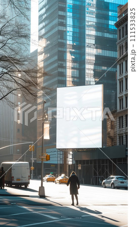 AI-generated content. Large Blank Billboard, Urban Landscape 111533825