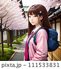 桜と女の子 111533831