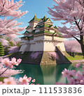 お城と桜 111533836