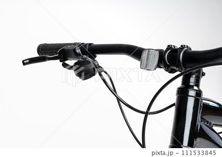 Black bicycle handlebar isolated on white background Black bicycle handlebar isolated on white background 111533845