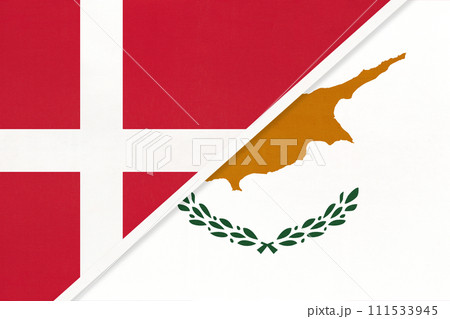 Denmark and Cyprus, symbol of country. Danish vs Cypriot national flags. 111533945