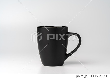 Black coffee mug mock up on white background copy space Black coffee mug mock up on white background copy space 111534041