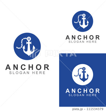 Logo and anchor symbol design vector illustration template. 111534379