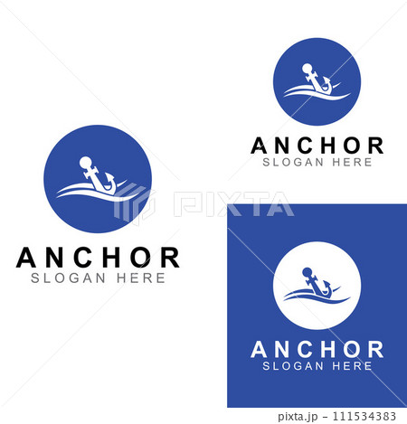 Logo and anchor symbol design vector illustration template. 111534383