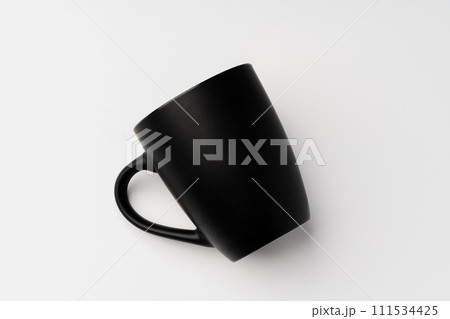 Black coffee mug mock up on white background copy space 111534425