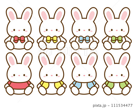かわいいウサギのイラストセットのイラスト素材 [111534477] - PIXTA